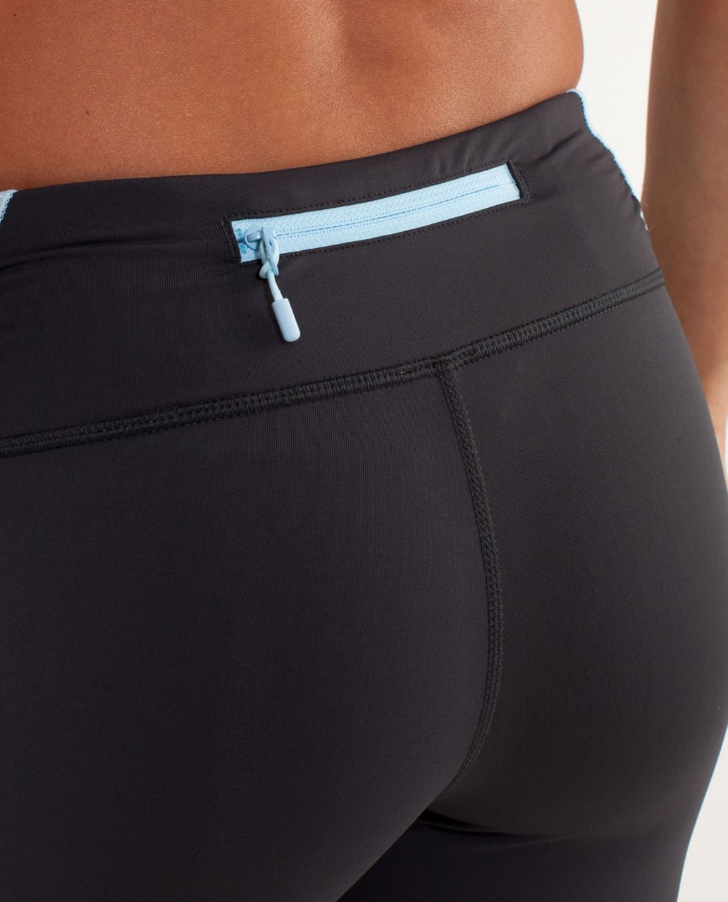 Lululemon Run:  Fast And Free Crop - Deep Coal / Mini Squiggle Emboss Caspian Blue