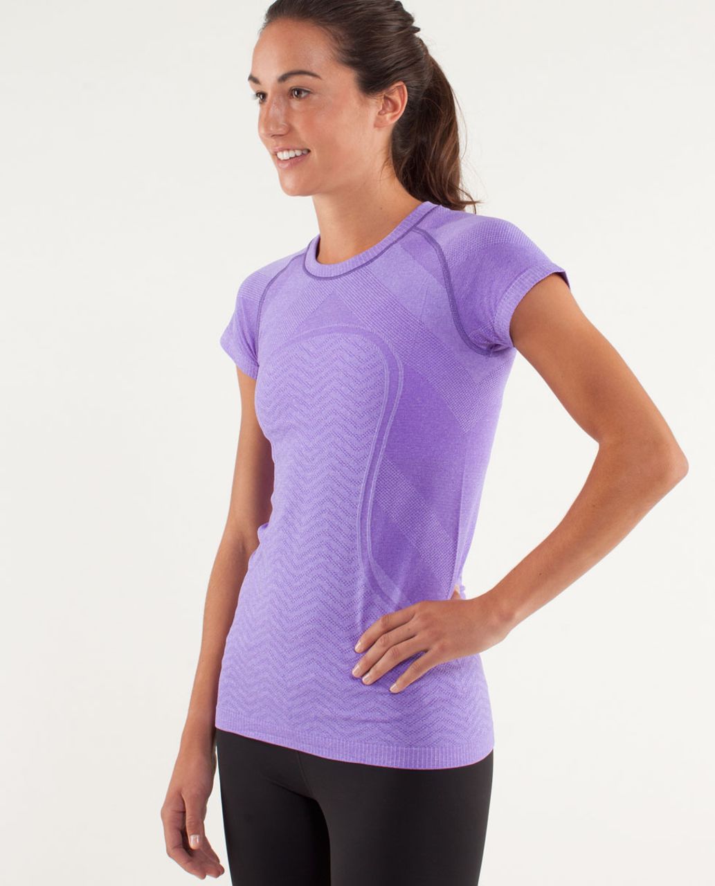 Lululemon Swiftly Tech Woman Sport Short Sleeve Lavendar White