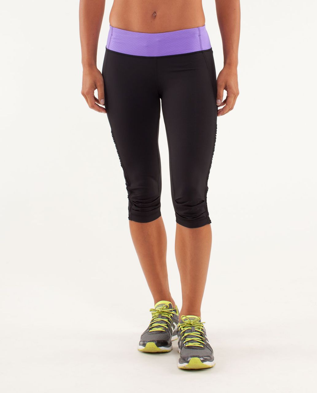 Lululemon Runnin' With My Homies Crop - Black / Mini Squiggle Emboss Power Purple