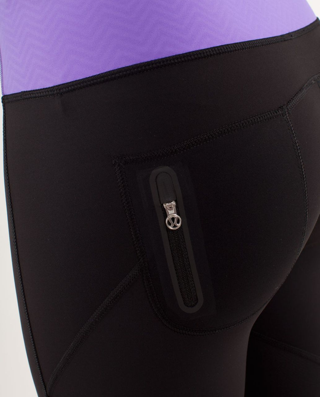 Lululemon Runnin' With My Homies Crop - Black / Mini Squiggle Emboss Power Purple