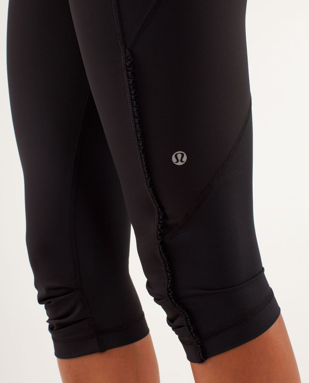 Lululemon Runnin' With My Homies Crop - Black / Blazer Fossil