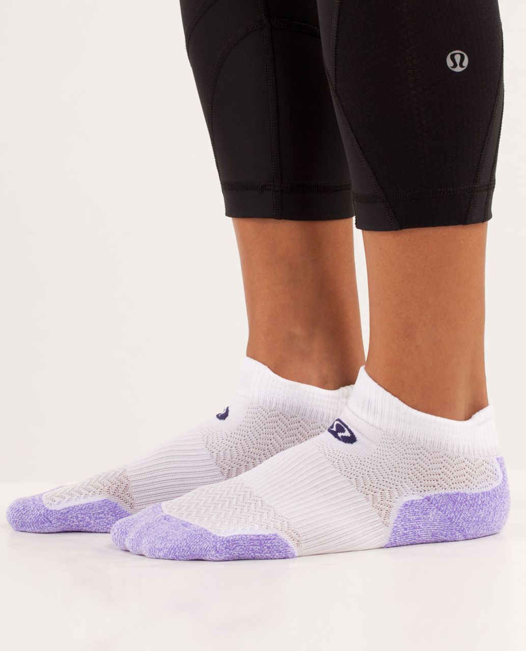 Lululemon Women's Ultimate Padded Run Sock - Power Purple / Dense Purple / White White Chevron