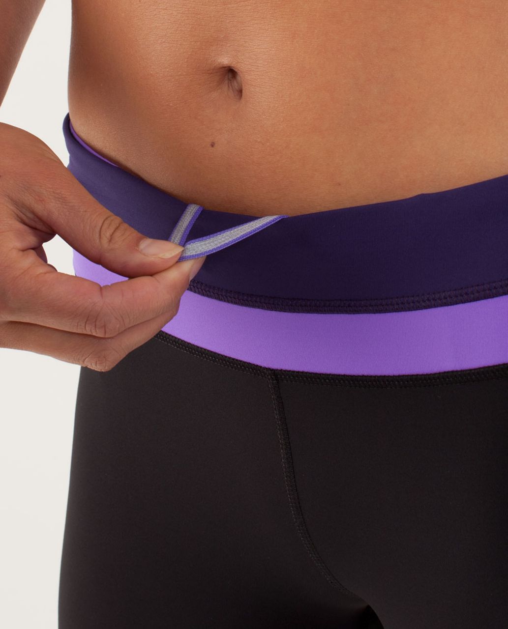 Lululemon Run:  Inspire Crop II - Black / Dense Purple / Power Purple