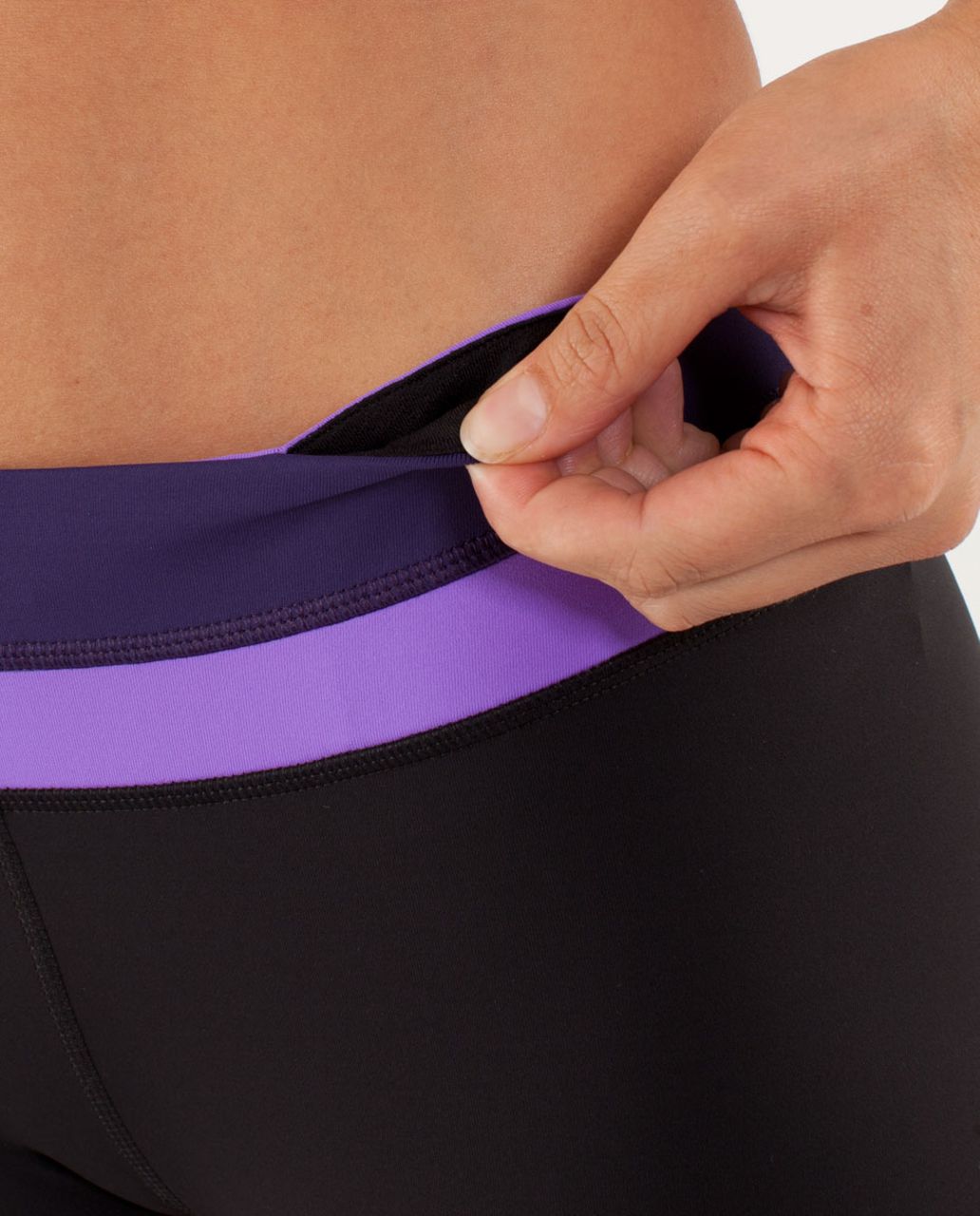 Lululemon Run:  Inspire Crop II - Black / Dense Purple / Power Purple