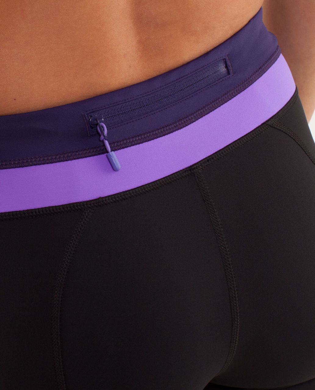 Lululemon Run Inspire Crop Activewear Compression Leggings Black/Purple  Stripes - Athletic apparel