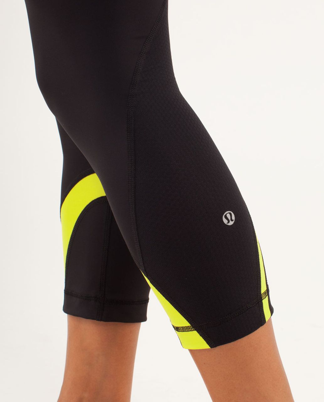 Lululemon Run:  Inspire Crop II - Black /  Split Pea