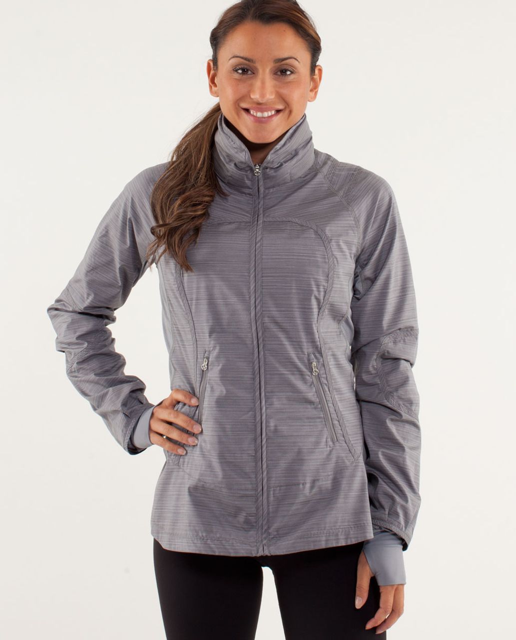 Lululemon Run:  Make A Break Jacket - Twisted Stripe Fossil / Fossil