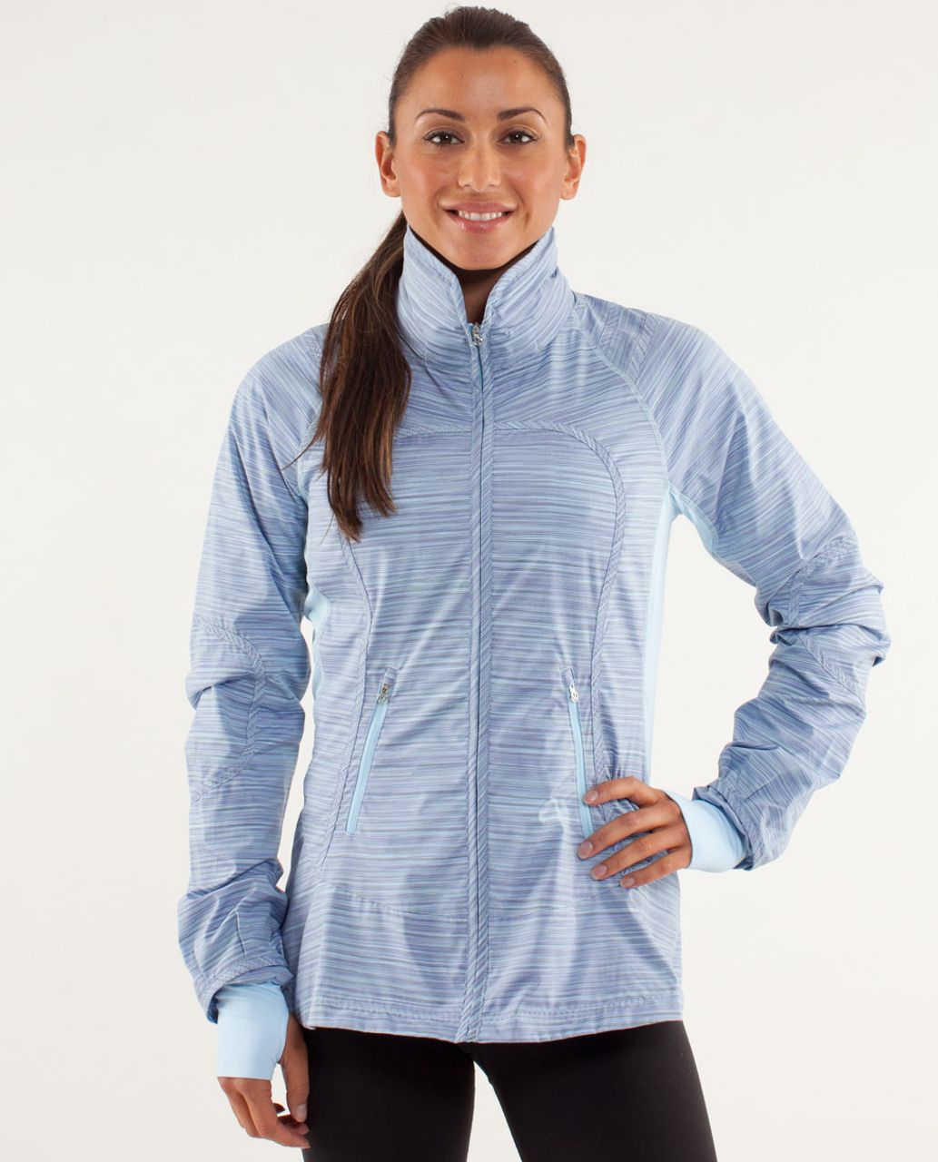 Lululemon Run:  Make A Break Jacket - Twisted Stripe Caspian Blue / Caspian Blue