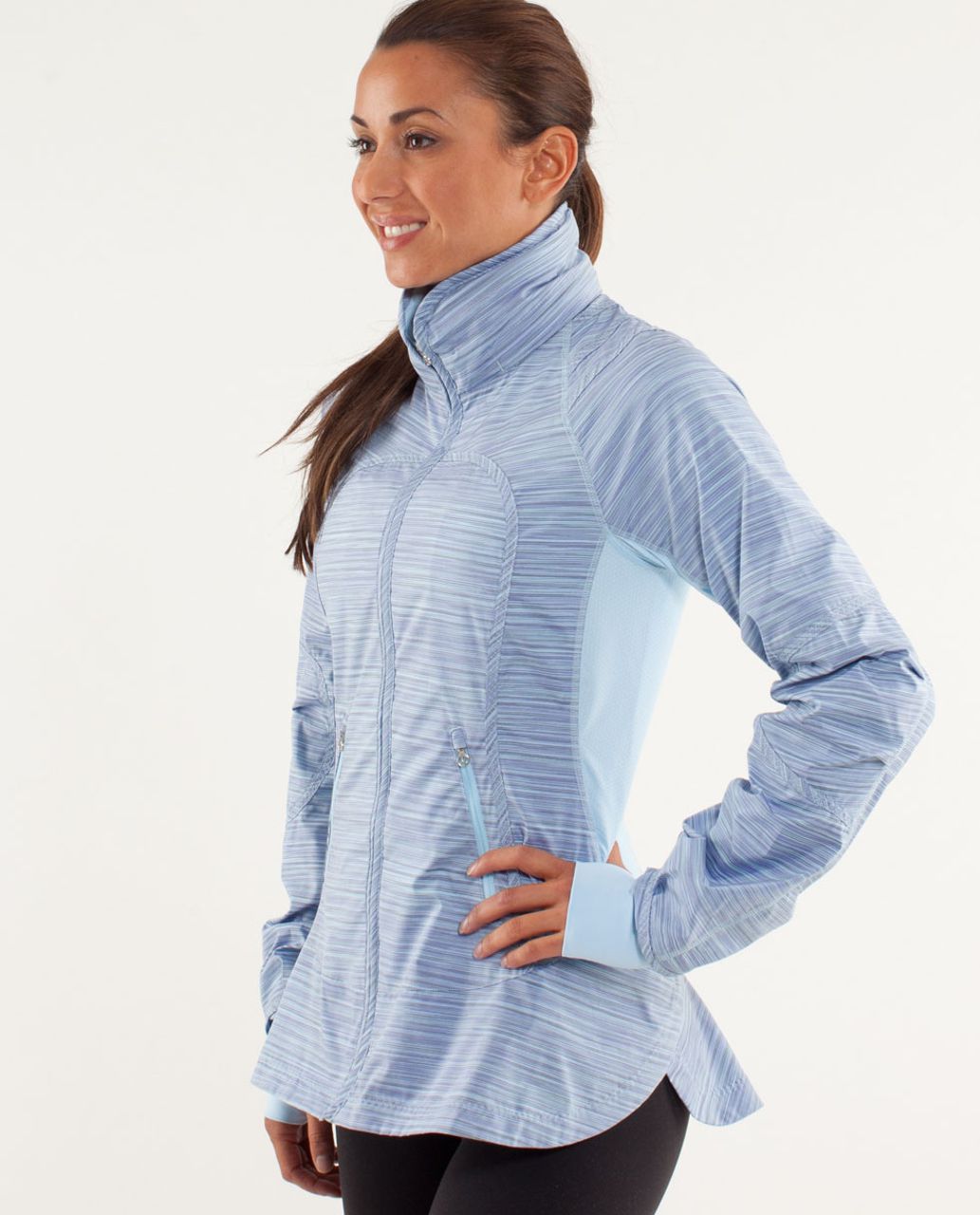 Lululemon Run:  Make A Break Jacket - Twisted Stripe Caspian Blue / Caspian Blue