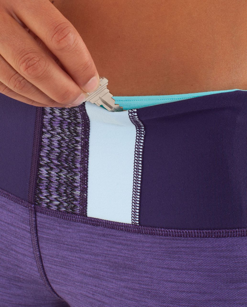 Lululemon Wunder Under Crop *Denim - Dense Purple Slub Denim / Fall 12 Quilt 4 / Angel Blue