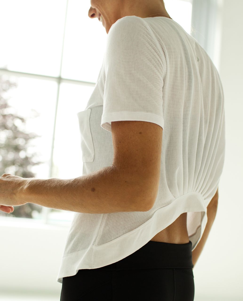 Lululemon Calm Short Sleeve Tee - Tonka Stripe Burnout White