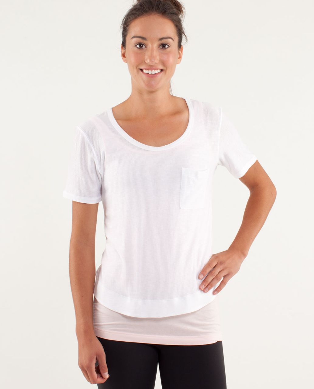 Lululemon Calm Short Sleeve Tee - Tonka Stripe Burnout White