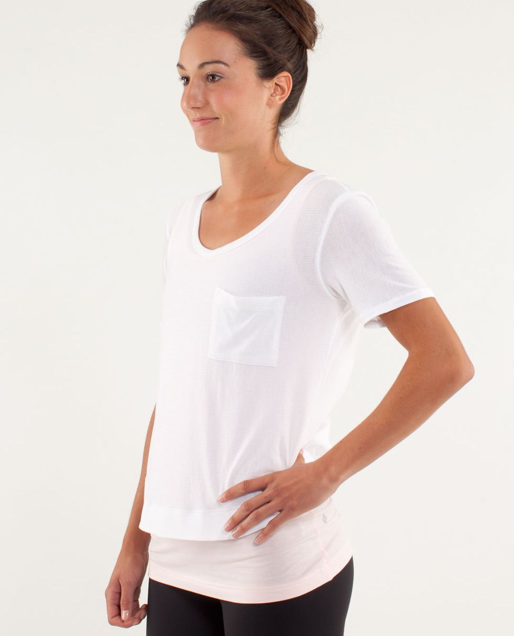 Lululemon Calm Short Sleeve Tee - Tonka Stripe Burnout White