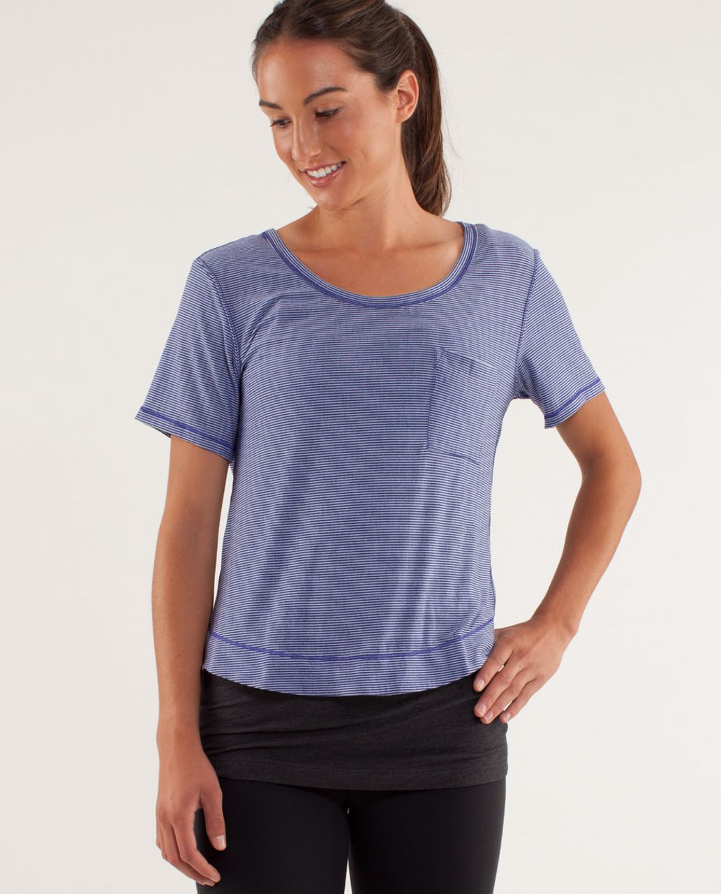 Lululemon Calm Short Sleeve Tee - Tonka Stripe Burnout Pigment Blue