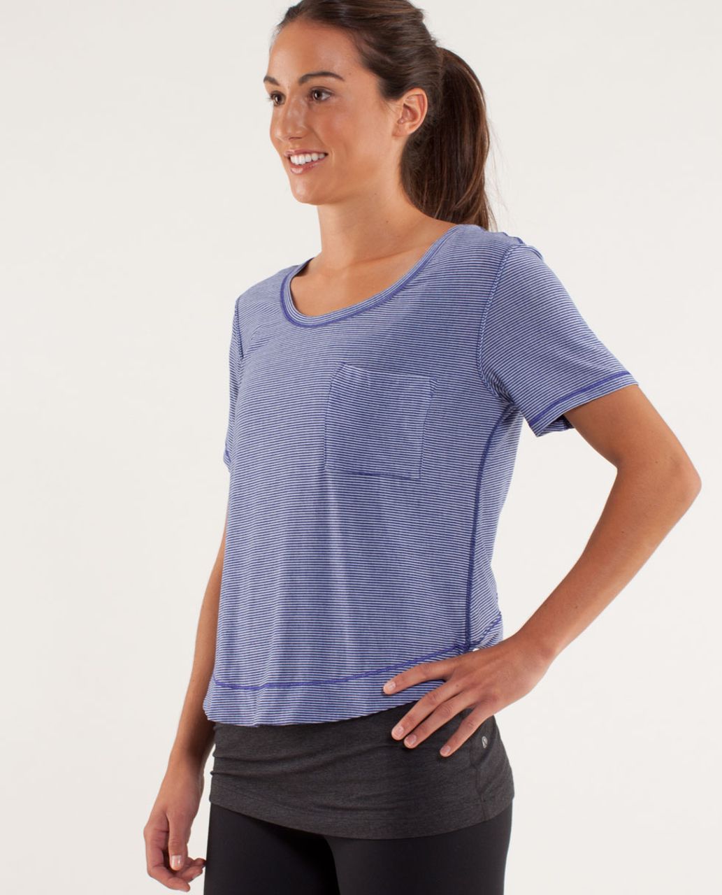 Lululemon Calm Short Sleeve Tee - Tonka Stripe Burnout Pigment Blue