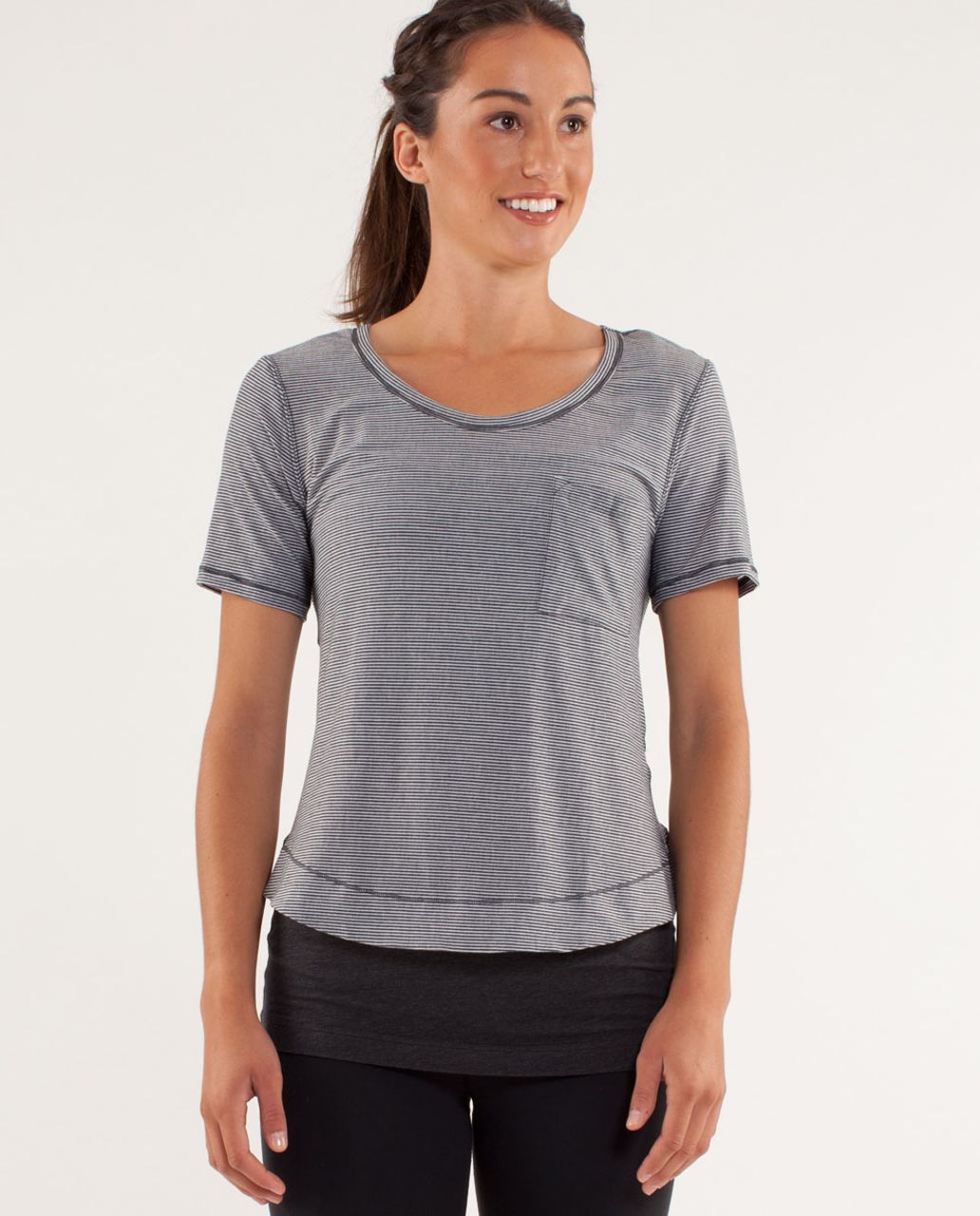 Lululemon Calm Short Sleeve Tee - Tonka Stripe Burnout Coal