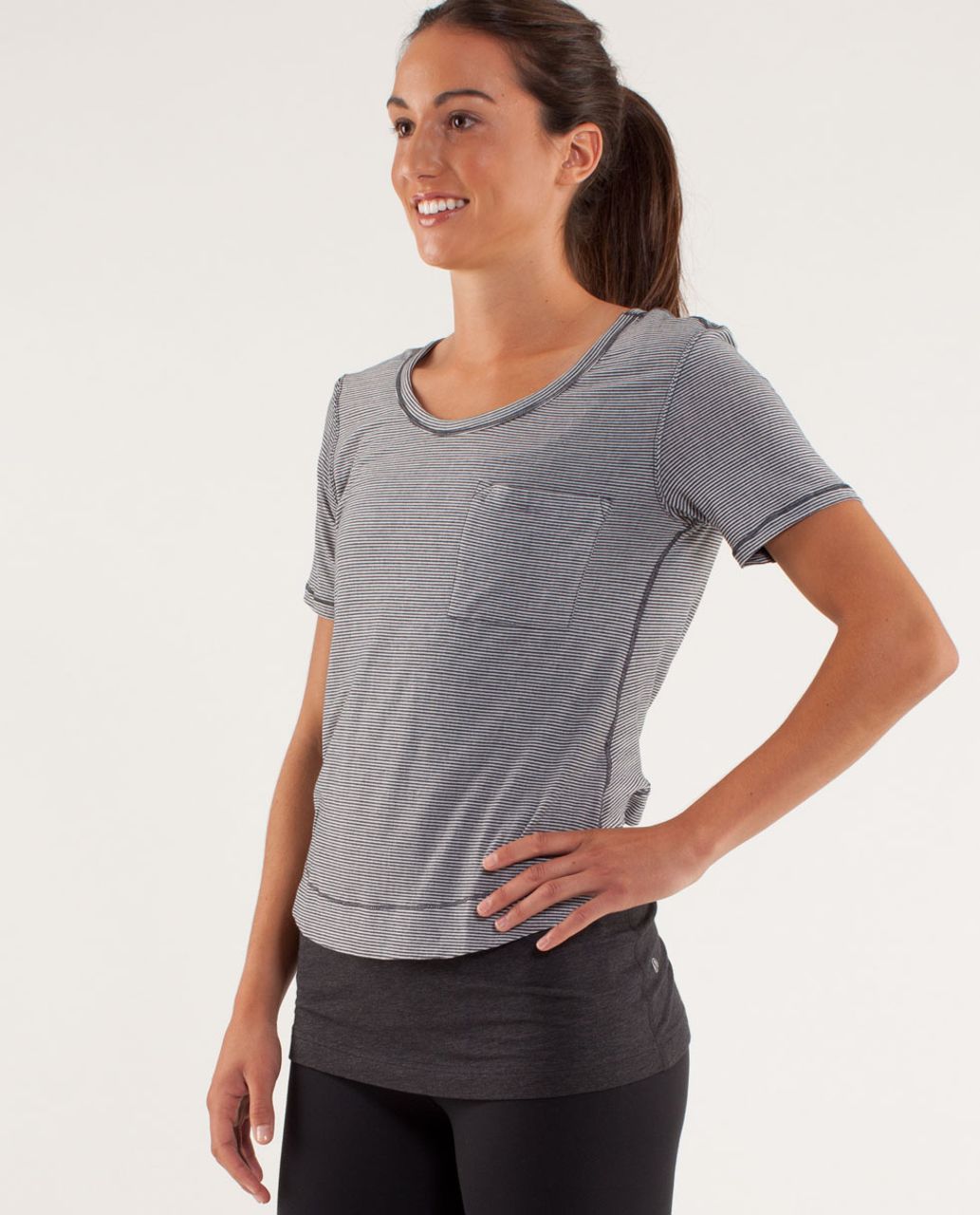 Lululemon Calm Short Sleeve Tee - Tonka Stripe Burnout Coal