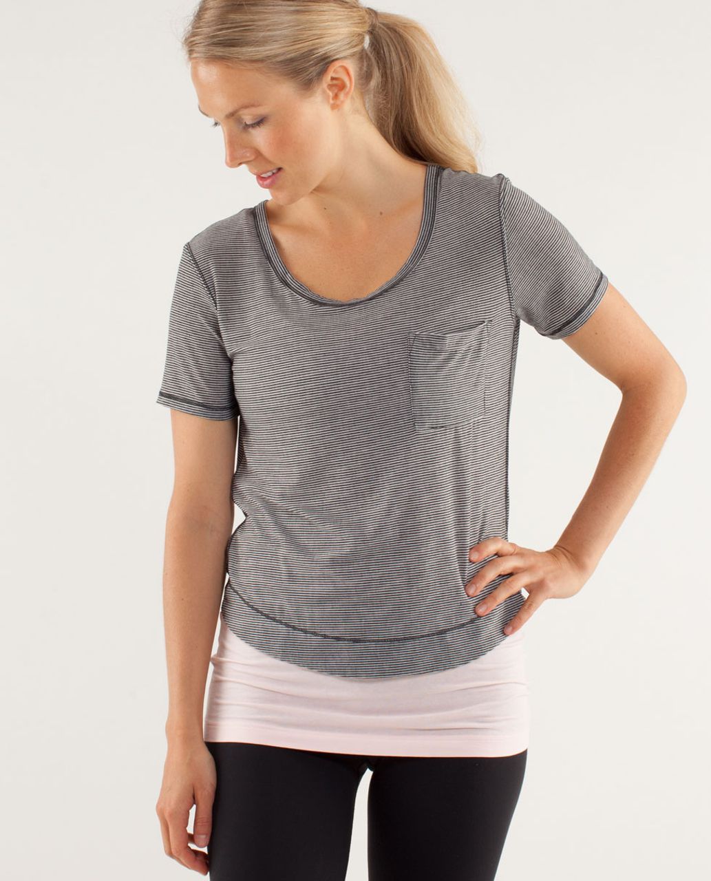 Lululemon Calm Short Sleeve Tee - Tonka Stripe Burnout Black