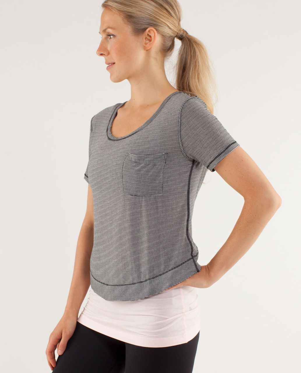 Lululemon Calm Short Sleeve Tee - Tonka Stripe Burnout Black