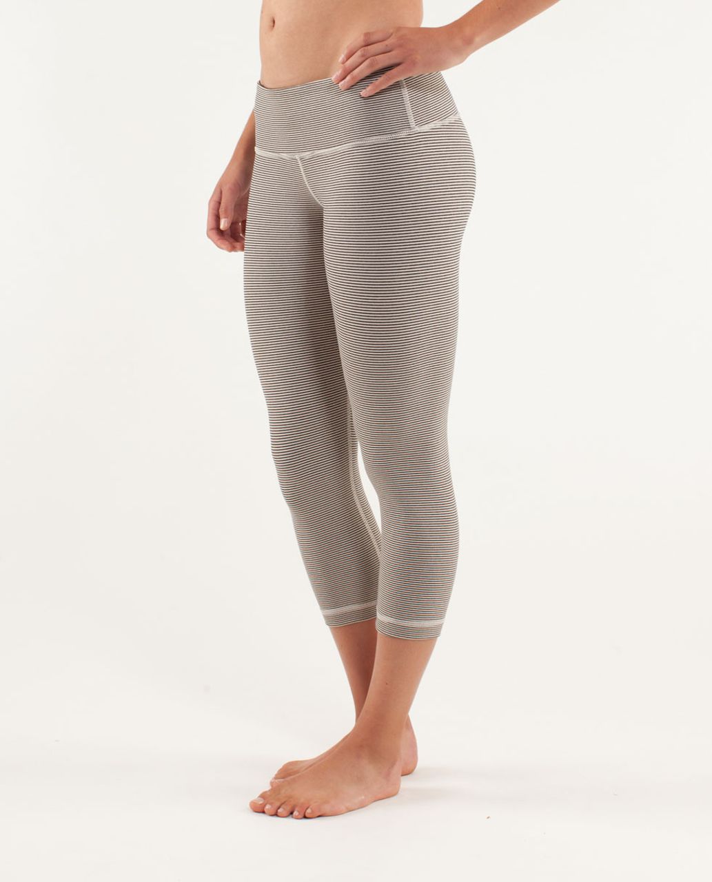 Lululemon Wunder Under Crop - Tonka Stripe Cashew / Heathered Black