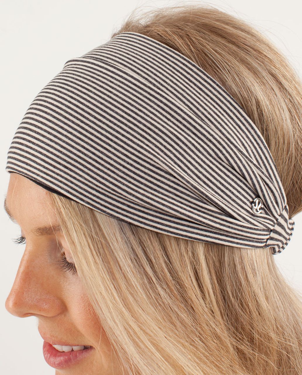 Lululemon Bang Buster Headband Tonka Stripe White Crossfit Reversible Yoga  rare