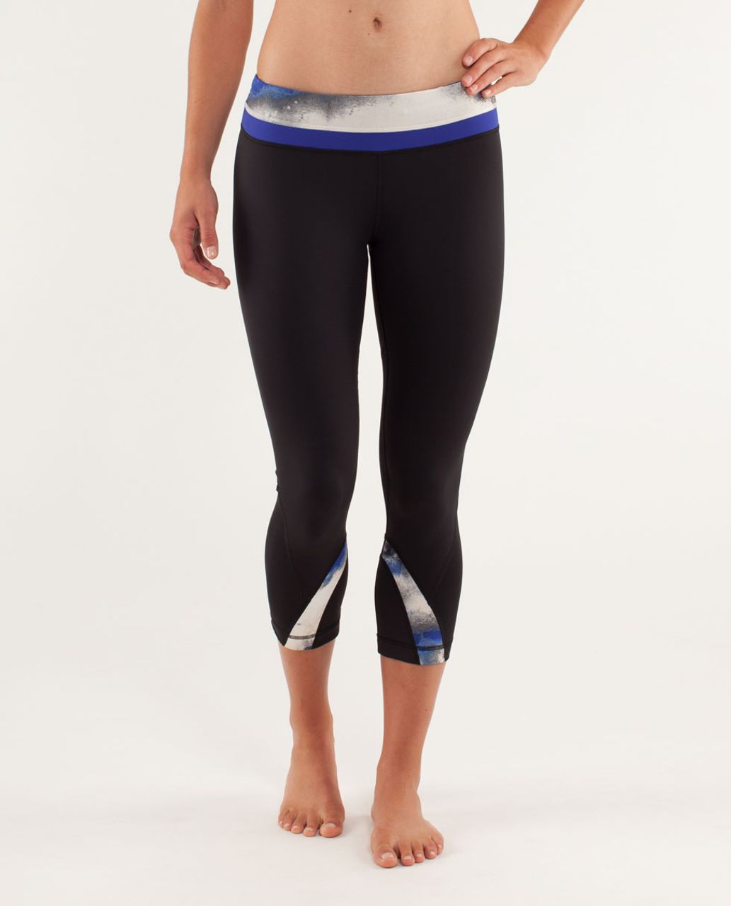 Lululemon Run:  Inspire Crop II - Black / Milky Way Multi Print / Pigment Blue