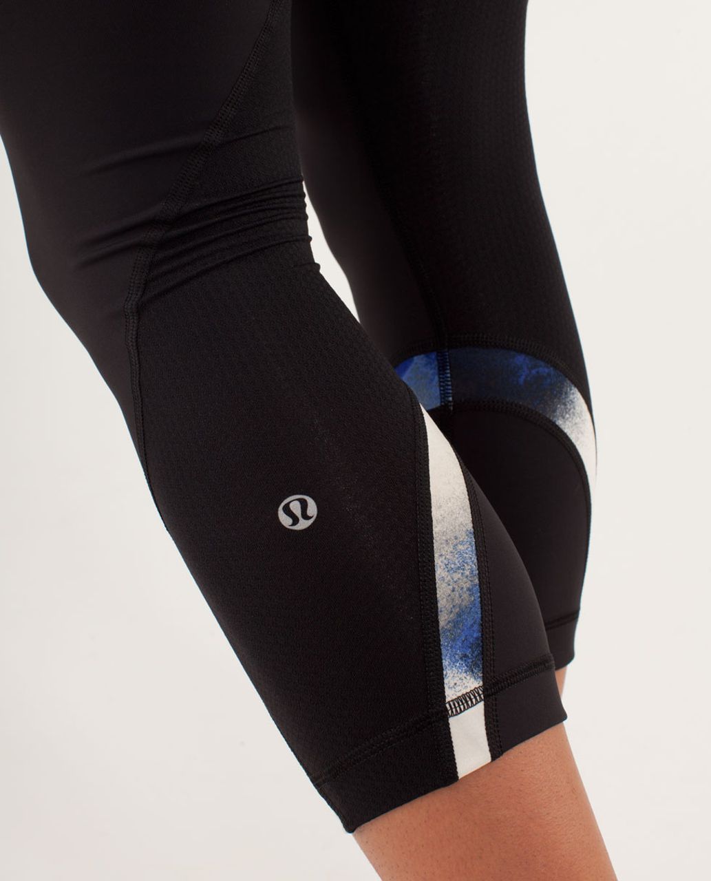 Lululemon Run:  Inspire Crop II - Black / Milky Way Multi Print / Pigment Blue