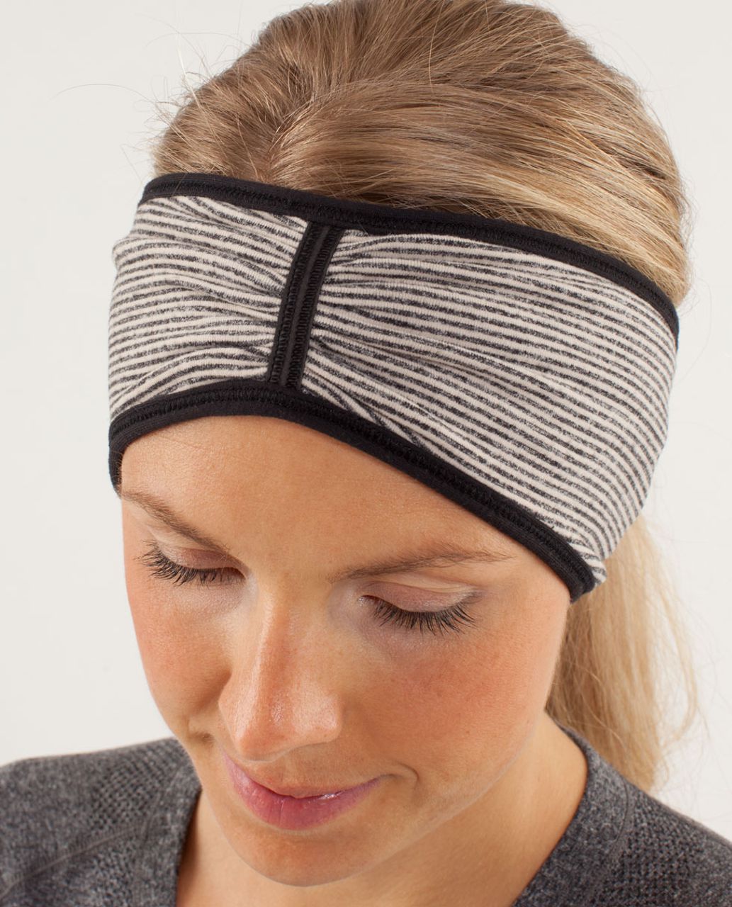 Lululemon Brisk Run Headband - Black / Tonka Stripe Cashew / Heathered Black