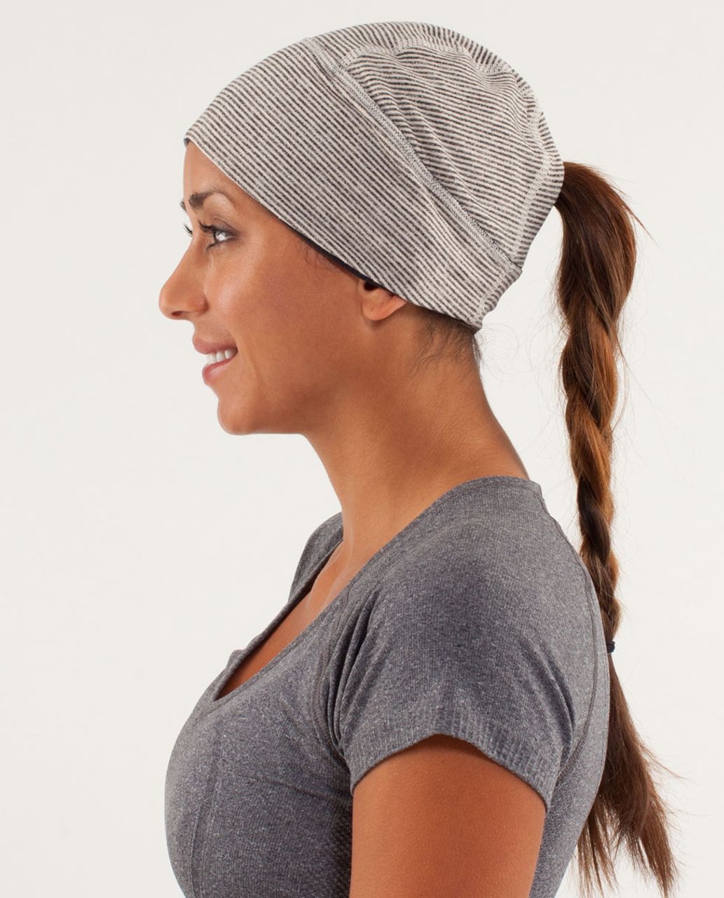 Lululemon Brisk Run Toque - Black / Tonka Stripe Cashew / Heathered Black