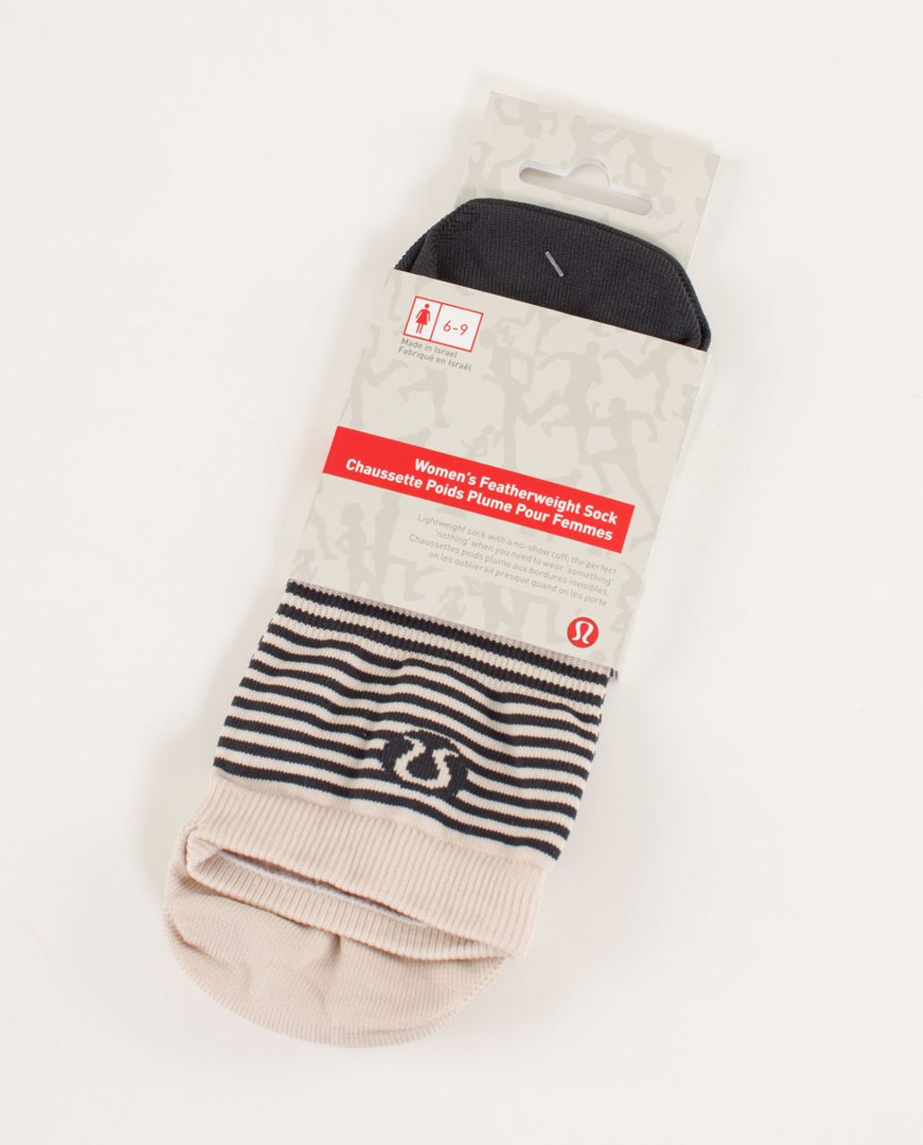 Lululemon Women's Featherweight Sock - Tonka Stripe Cashew / Deep Coal