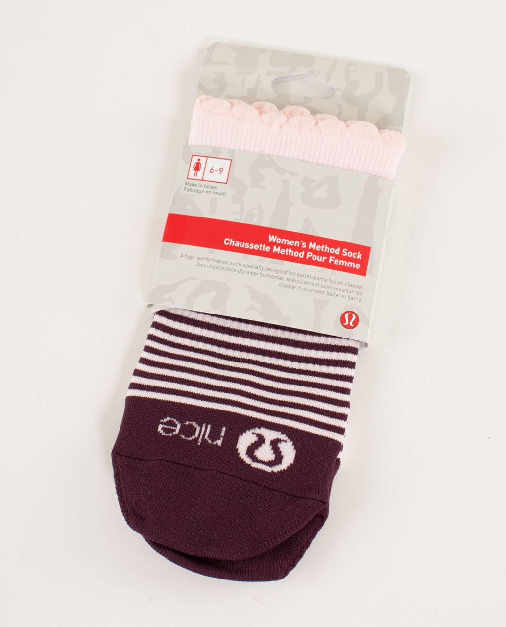 Lululemon The Method Sock - Tonka Stripe Bordeaux Drama / Pretty Pink