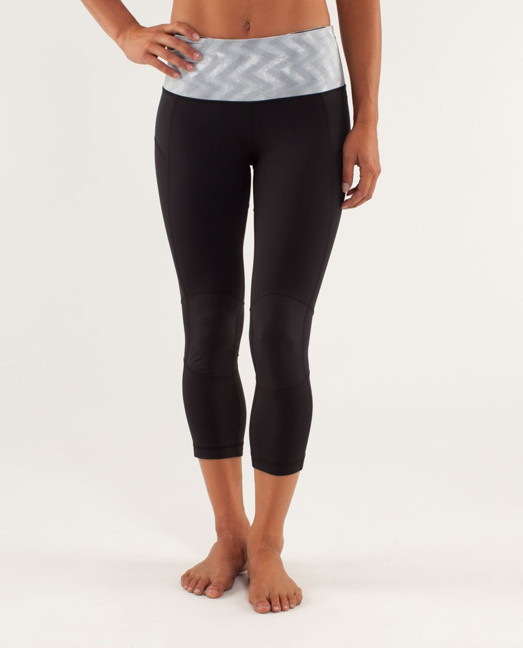 Lululemon Run:  Bright At Night Crop - Black / Blazer Fossil