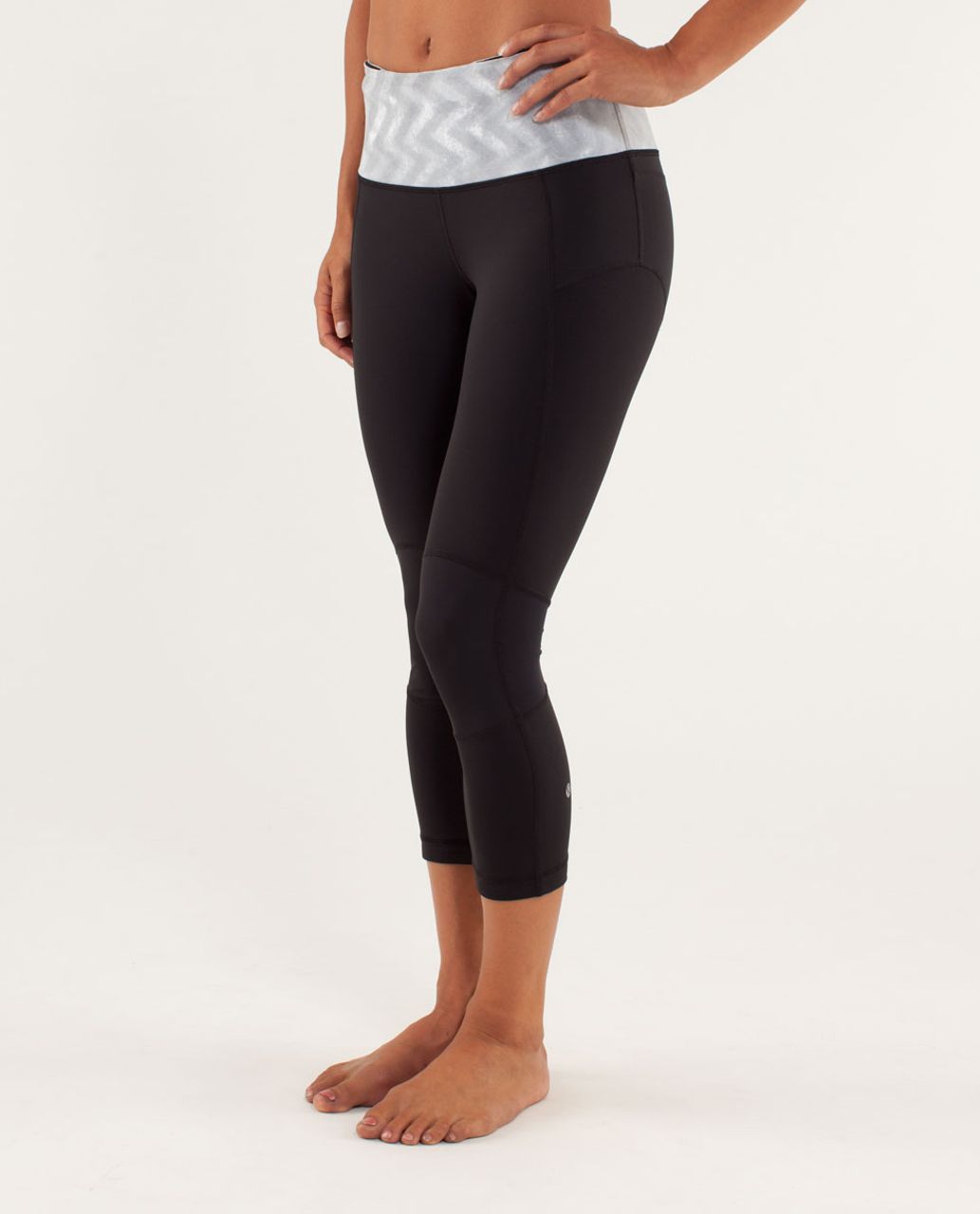 Lululemon Run:  Bright At Night Crop - Black / Blazer Fossil