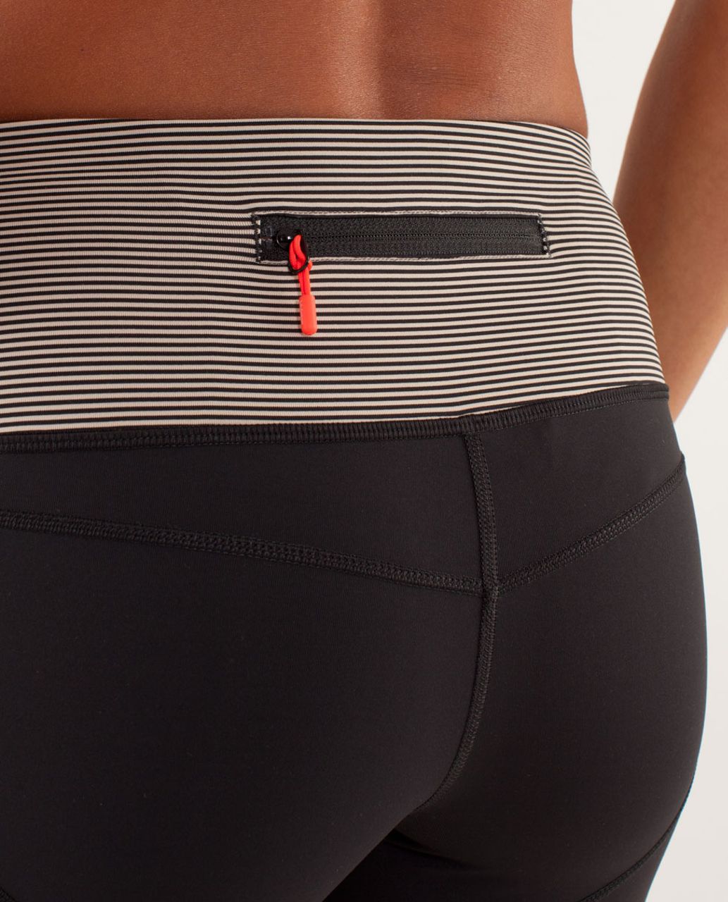 Lululemon Run:  Bright At Night Crop - Black / Tonka Stripe Cashew / Flare Light