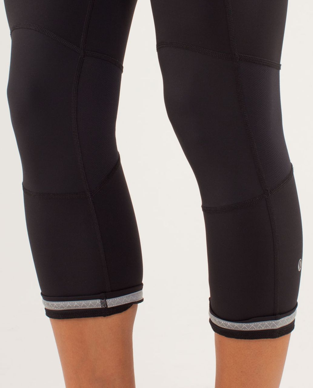 Lululemon Run:  Bright At Night Crop - Black / Tonka Stripe Cashew / Flare Light