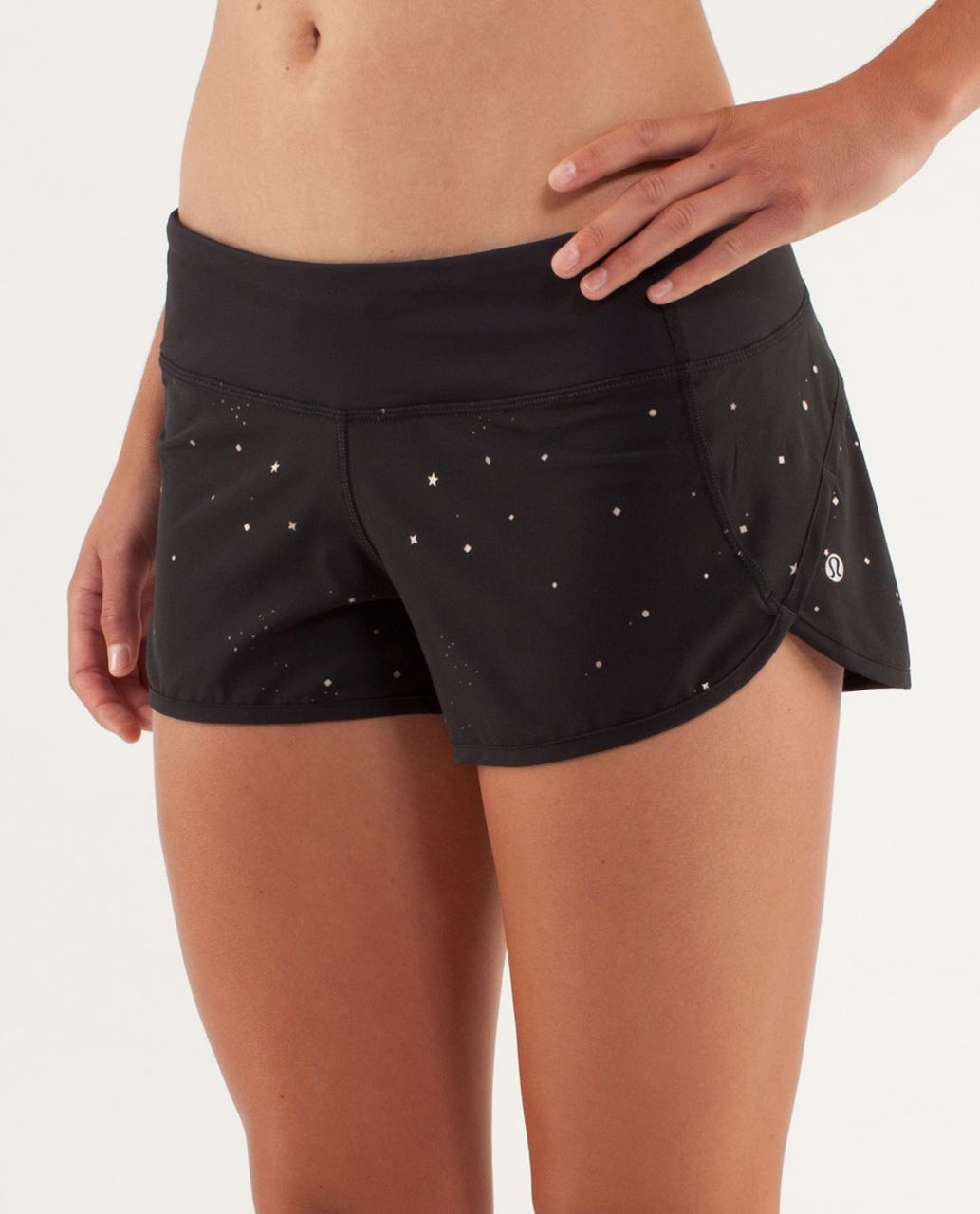 Lululemon Run:  Speed Short - Twinkle Silver Reflective / Black