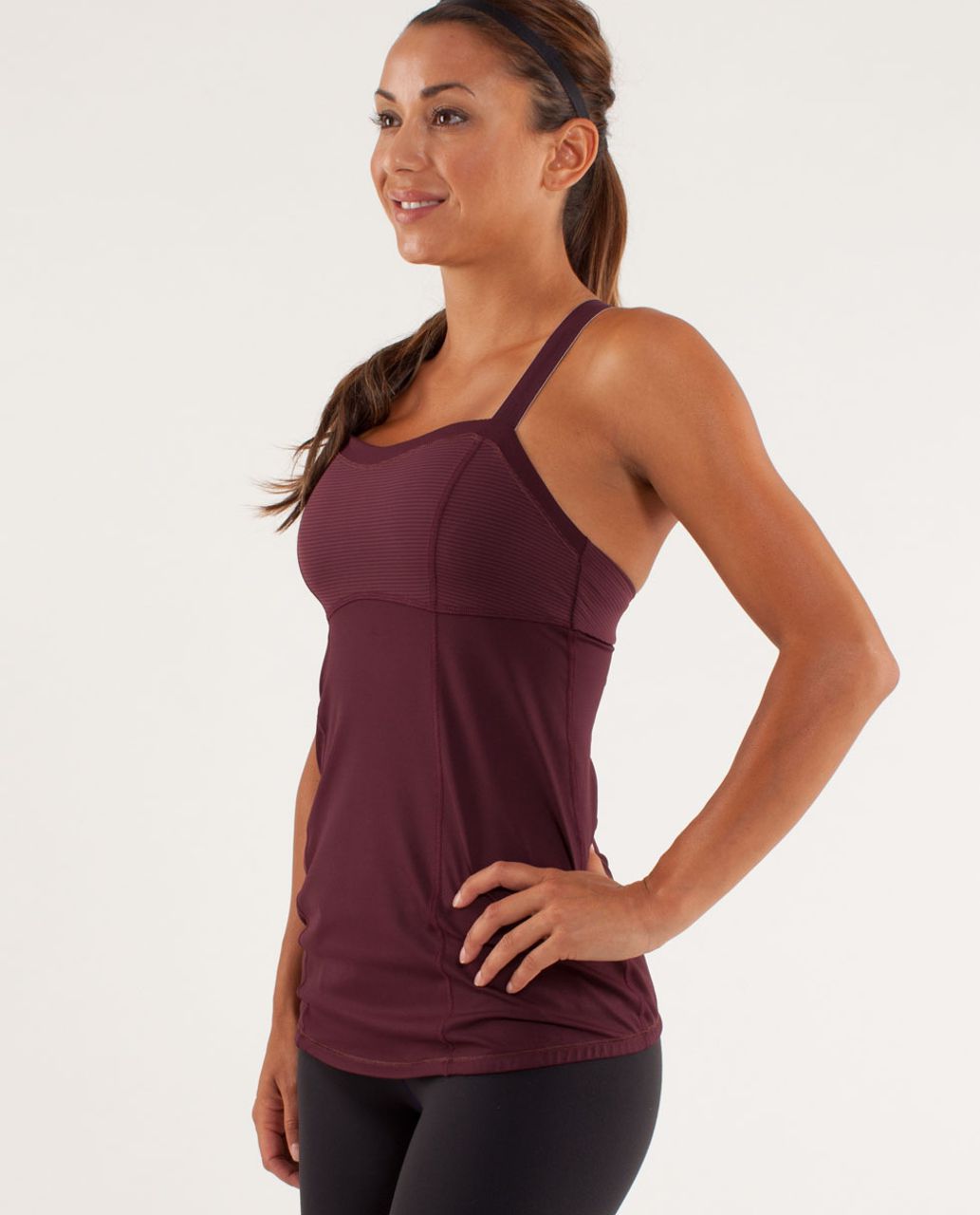 Lululemon Run:  Catch Me Tank - Bordeaux Drama / Tonka Stripe Bordeaux Drama