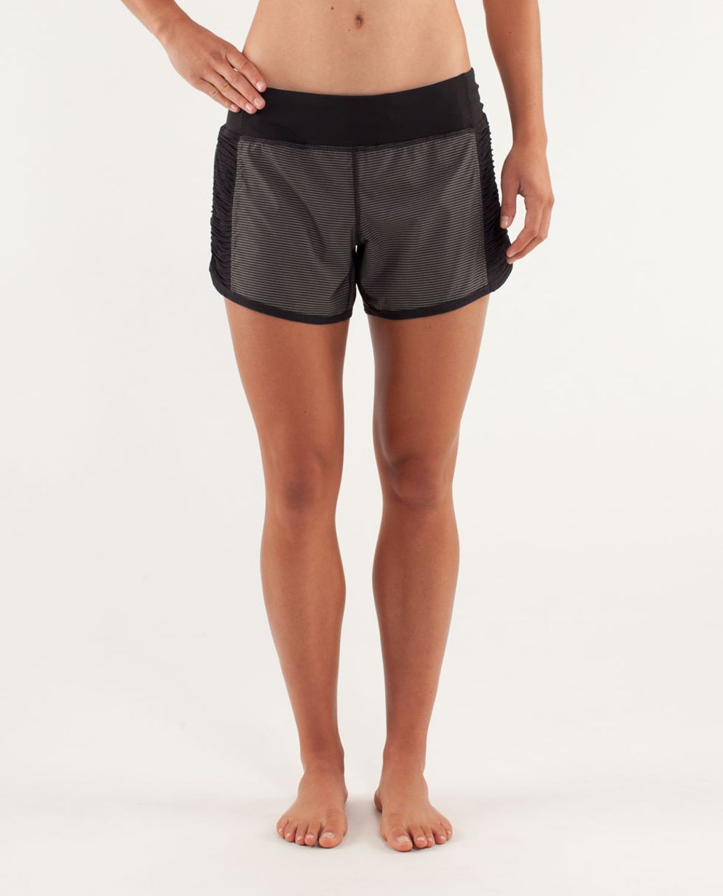 Lululemon Run:  Bright At Night Short - Tonka Stripe Cashew / Black