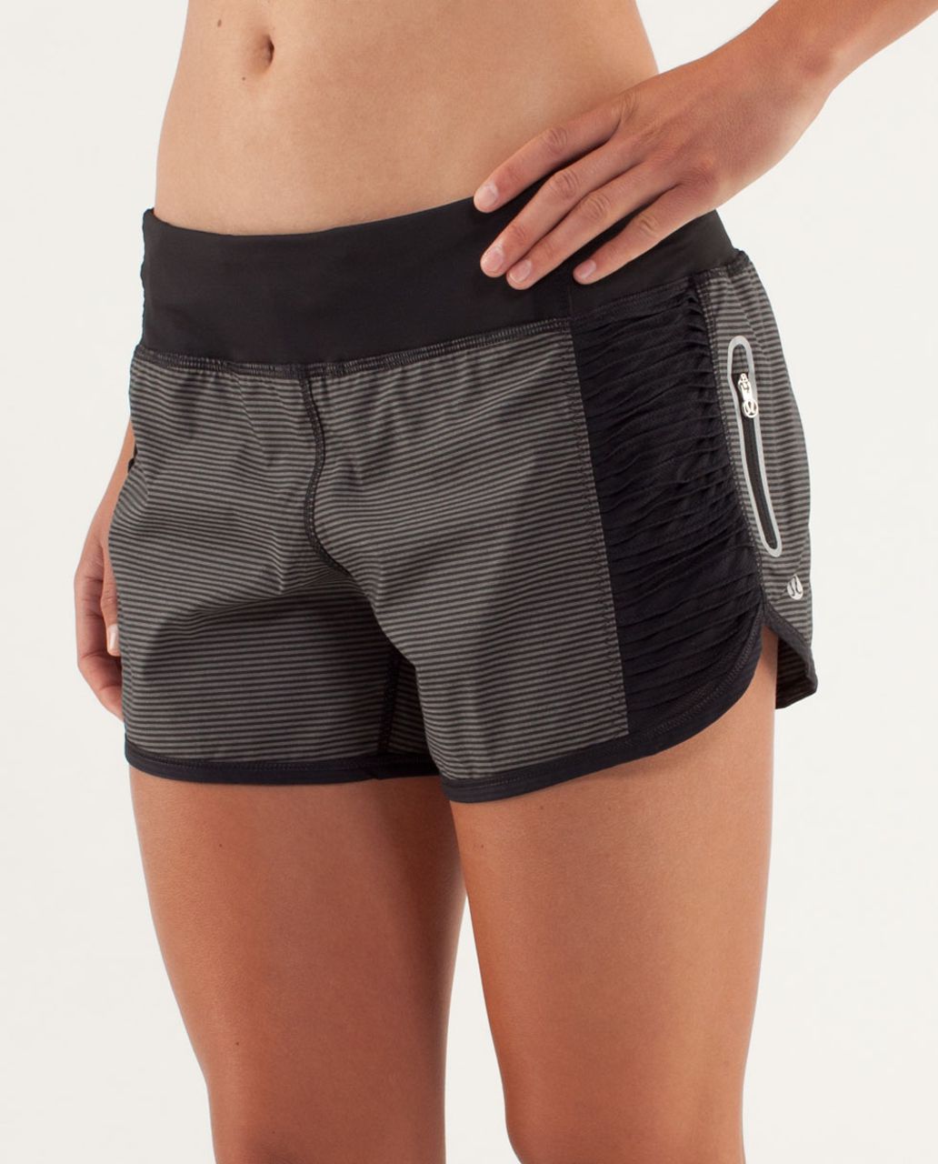 Lululemon Run:  Bright At Night Short - Tonka Stripe Cashew / Black