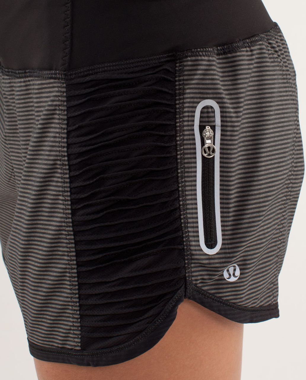 Lululemon Run:  Bright At Night Short - Tonka Stripe Cashew / Black