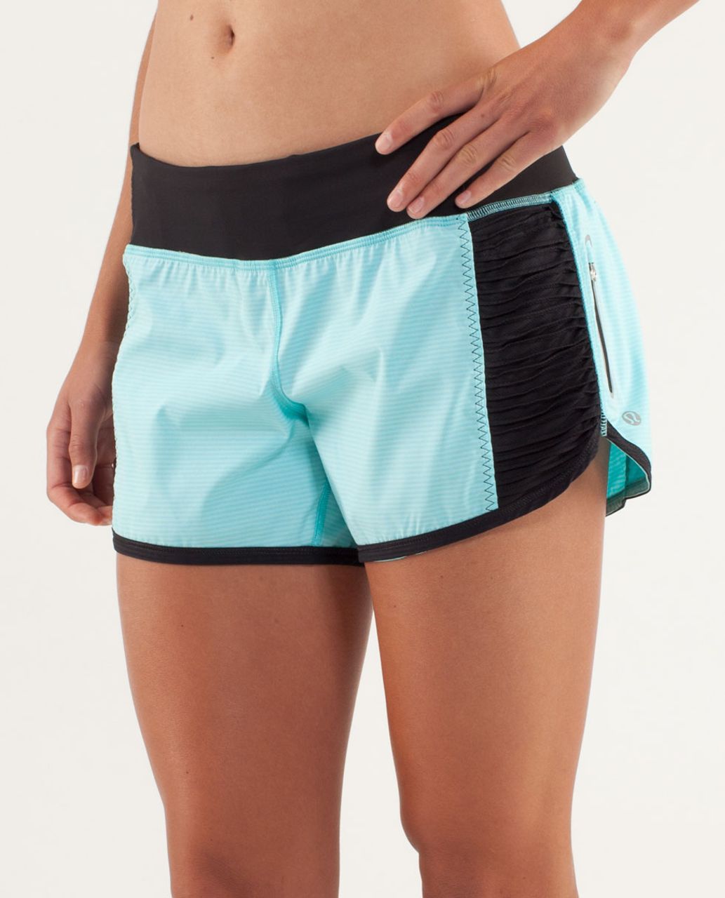 Lululemon Run:  Bright At Night Short - Tonka Stripe Angel Blue / Black