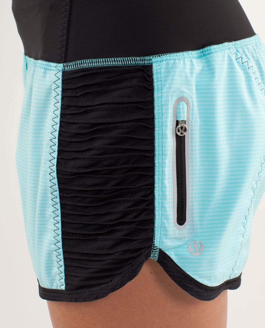 Lululemon Run:  Bright At Night Short - Tonka Stripe Angel Blue / Black