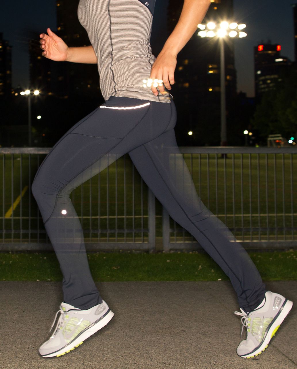 Lululemon Run:  Bright At Night Pant - Deep Coal / Flare Light