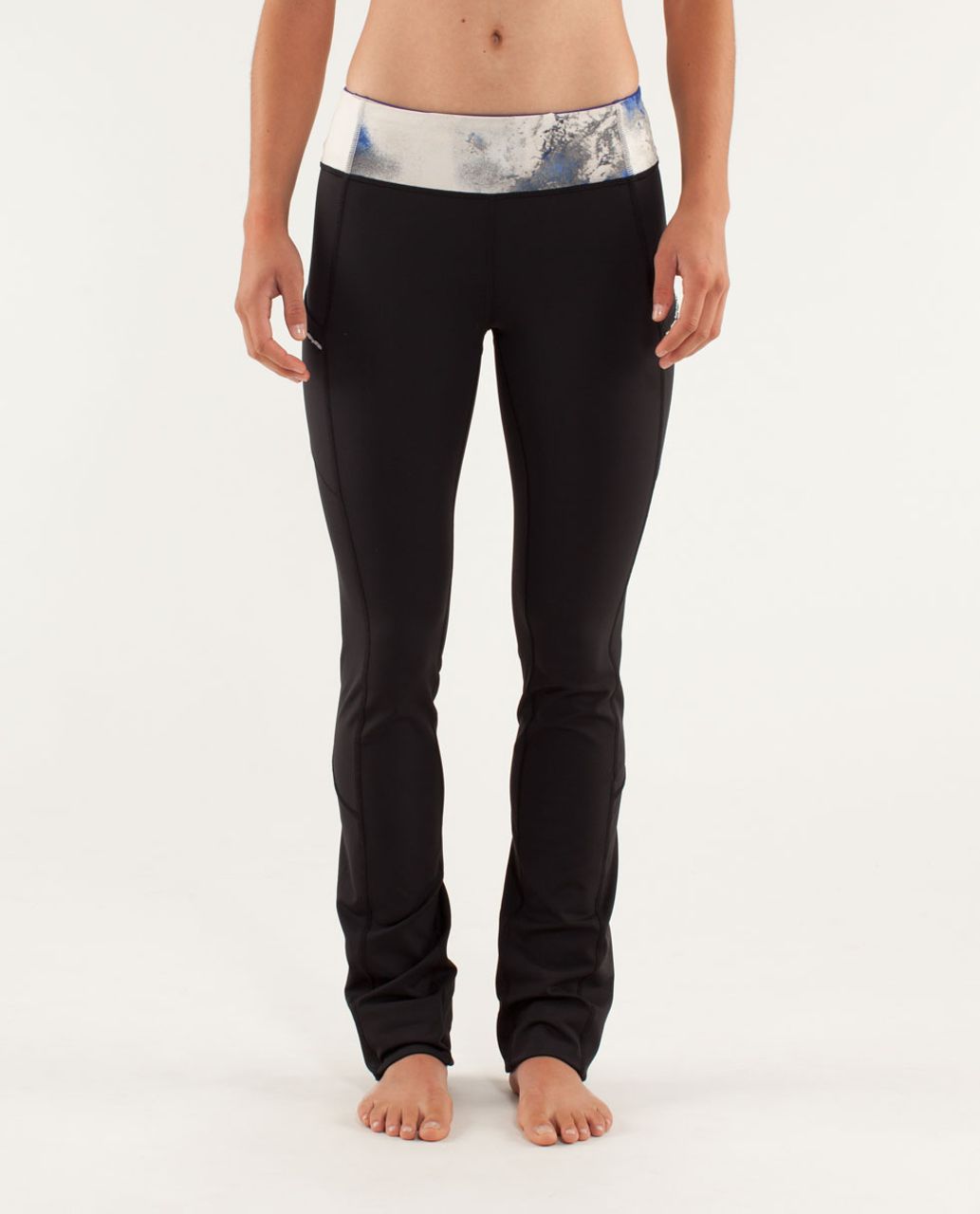 Lululemon Run:  Bright At Night Pant - Black / Milky Way Multi Print / Pigment Blue