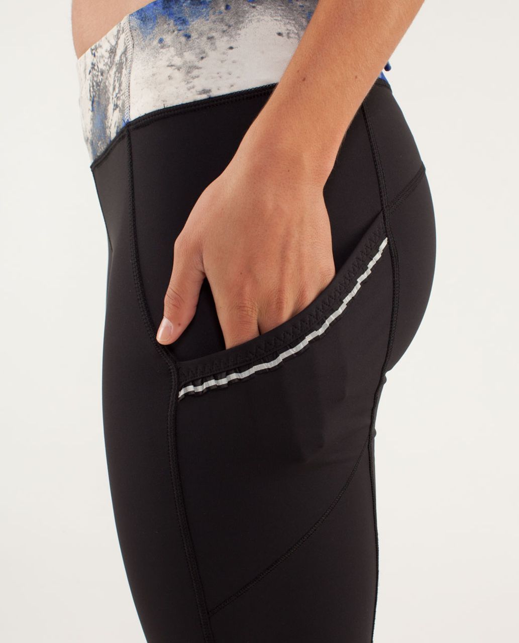 Lululemon Run:  Bright At Night Pant - Black / Milky Way Multi Print / Pigment Blue