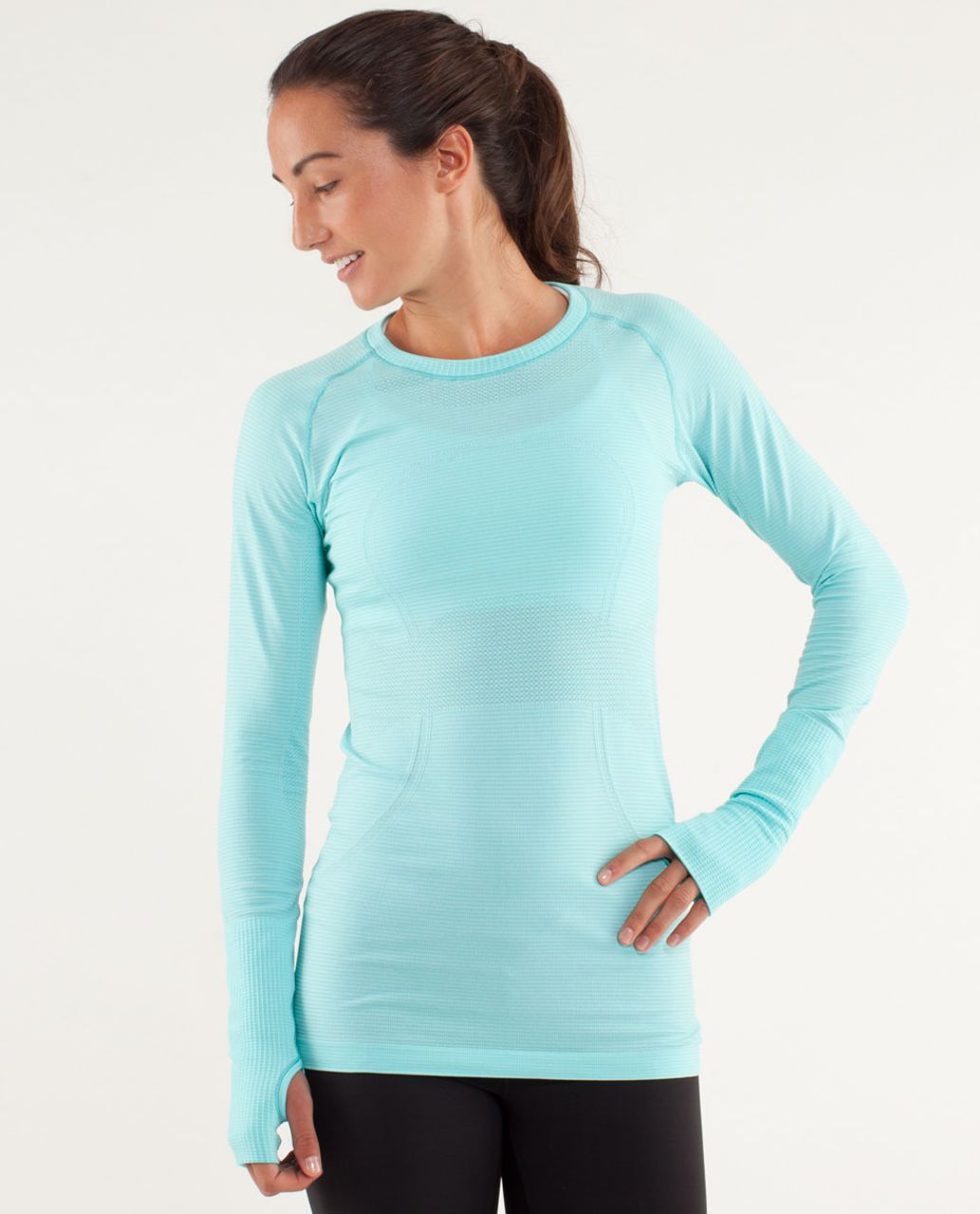 Lululemon Swiftly Tech Long Sleeve Crew - Heathered Sapphire Blue - lulu  fanatics