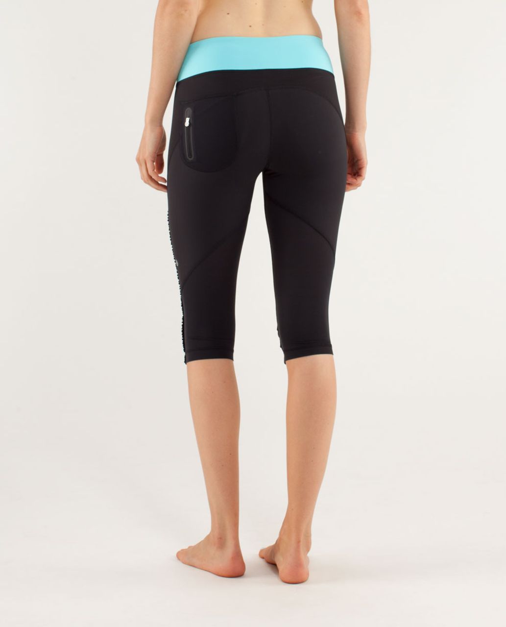 Lululemon Runnin' With My Homies Crop - Black / Angel Blue / Tonka Stripe Angle Blue