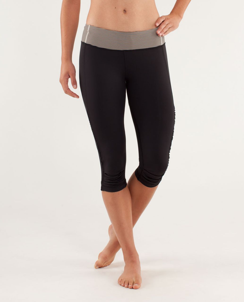 Lululemon Runnin' With My Homies Crop - Black / Tonka Stripe Cashew