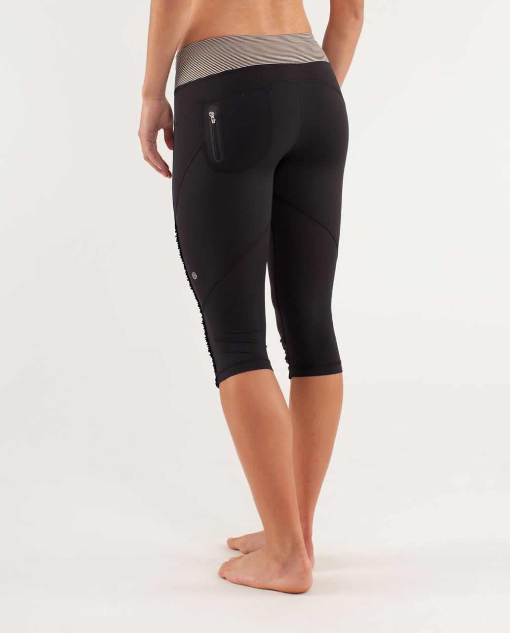 Lululemon Runnin' With My Homies Crop - Black / Tonka Stripe Cashew