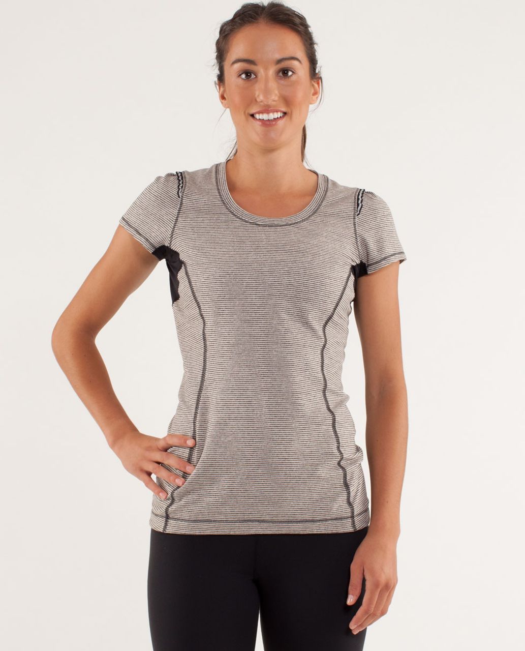 Lululemon Star Runner Short Sleeve - Tonka Stripe Cashew / Heathered Black / Black